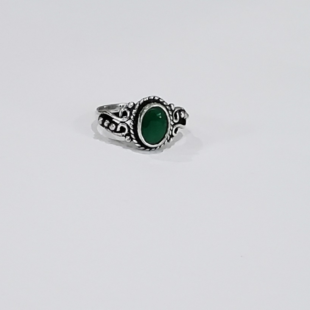 Emerald Ring, 925 Silver Emerald Gemstone Vintage… - image 5